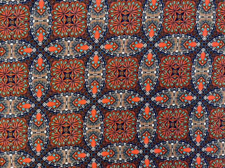 Woolpeach  fabric by the yard - Brown mocha orange  motifs medallions