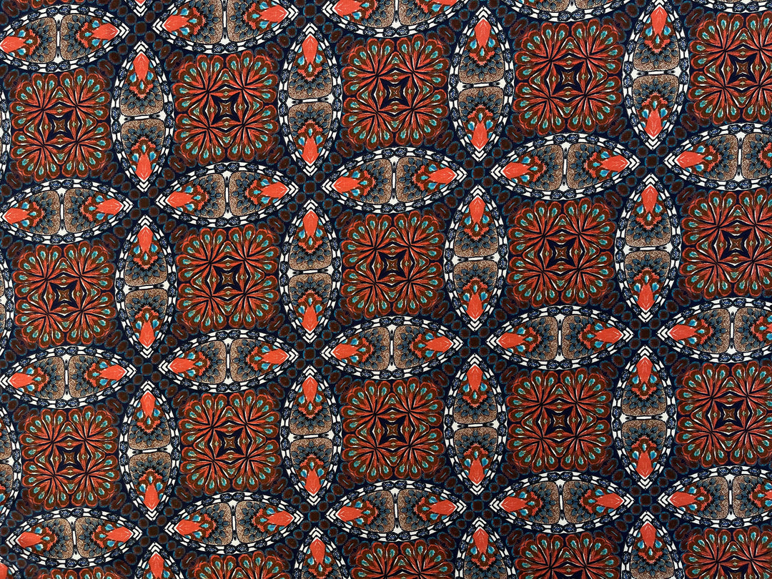 Woolpeach  fabric by the yard - Brown mocha orange  motifs medallions