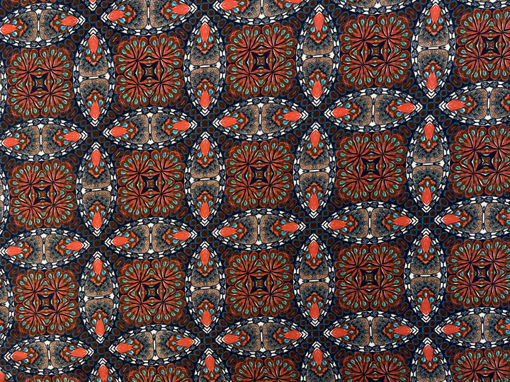 Woolpeach  fabric by the yard - Brown mocha orange  motifs medallions