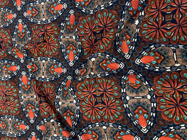 Woolpeach  fabric by the yard - Brown mocha orange  motifs medallions