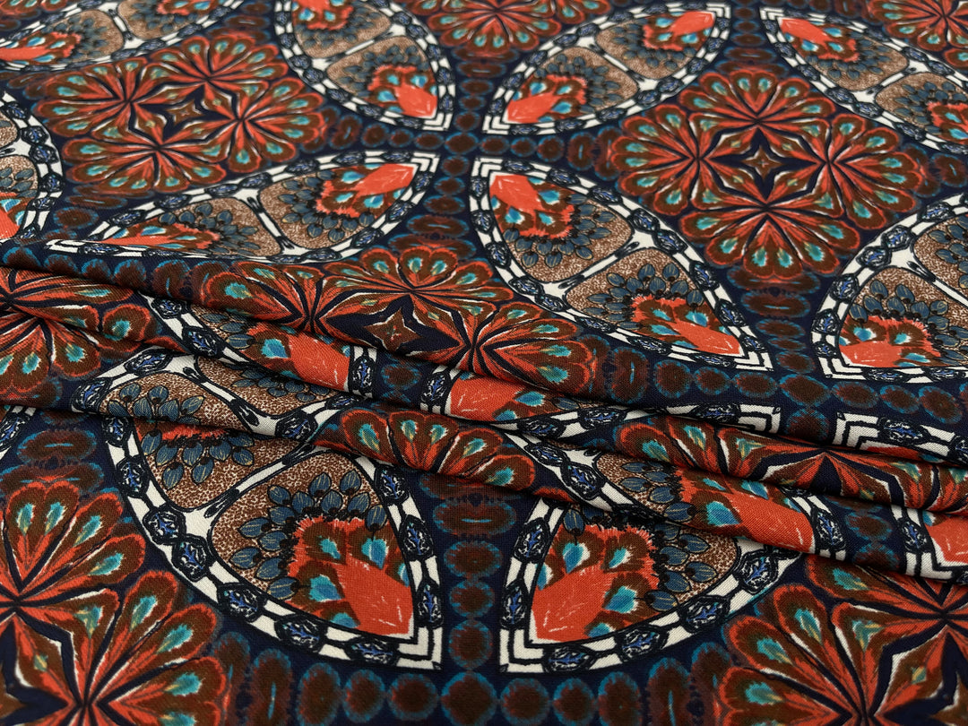 Woolpeach  fabric by the yard - Brown mocha orange  motifs medallions