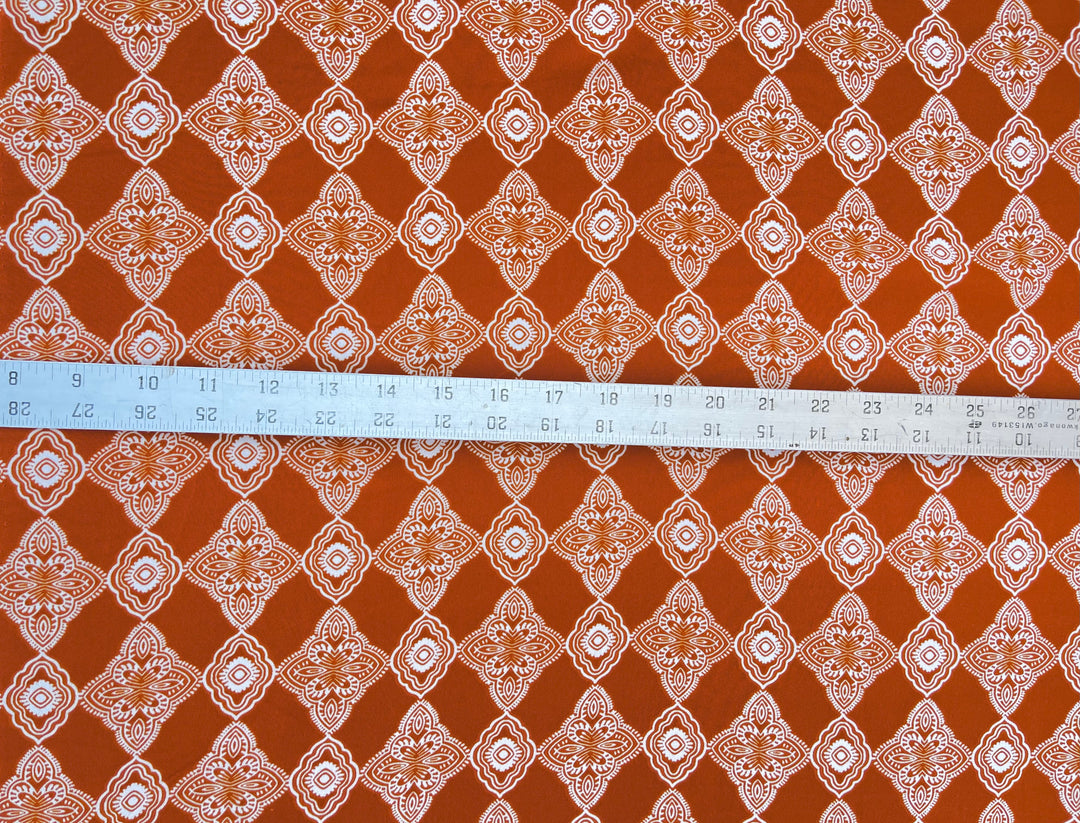 Wooldobby  fabric by the yard - Burnt Orange off white white western  print