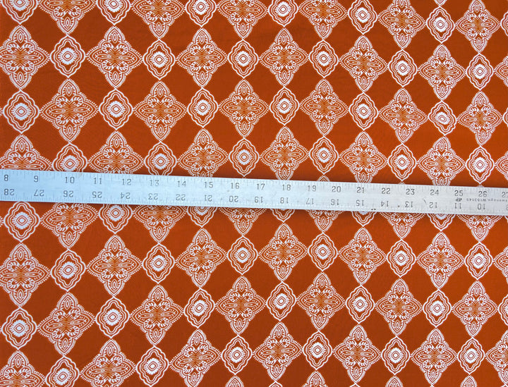 Wooldobby  fabric by the yard - Burnt Orange off white white western  print