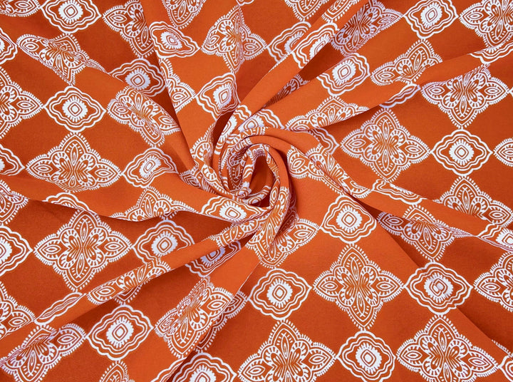 Wooldobby  fabric by the yard - Burnt Orange off white white western  print