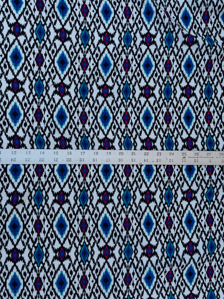 Peachskin  fabric by the yard - Black and white purple tribal aztec western  print