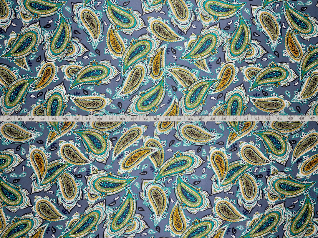 Paisley charmeuse satin fabric by the yard