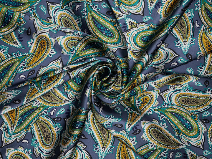 Paisley charmeuse satin fabric by the yard