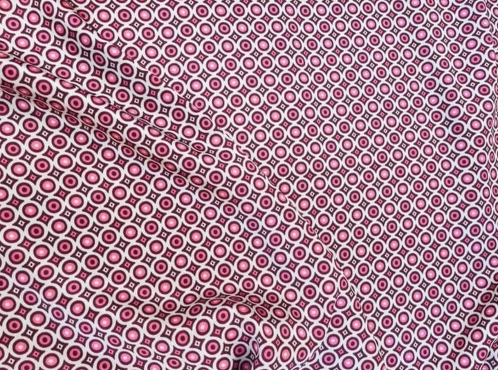 Charmeuse Satin fabric by the yard - Pink magenta circle dots