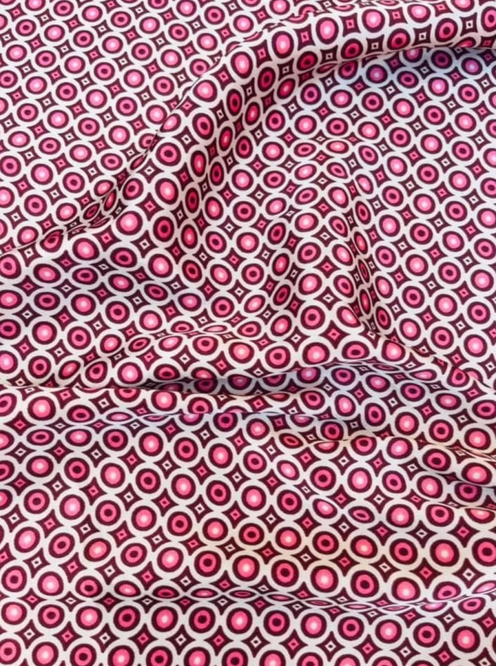 Charmeuse Satin fabric by the yard - Pink magenta circle dots