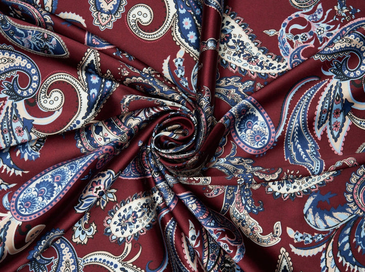 Charmeuse satin fabric by the yard -  Regal  paisley print