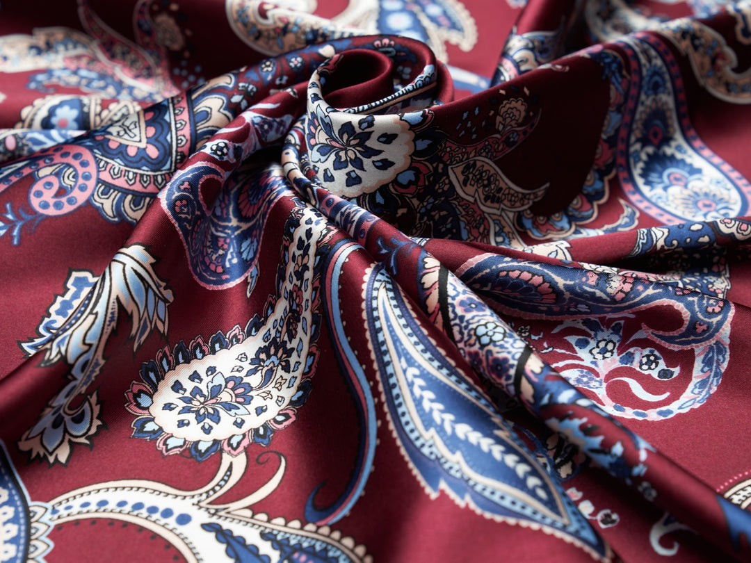 Charmeuse satin fabric by the yard -  Regal  paisley print