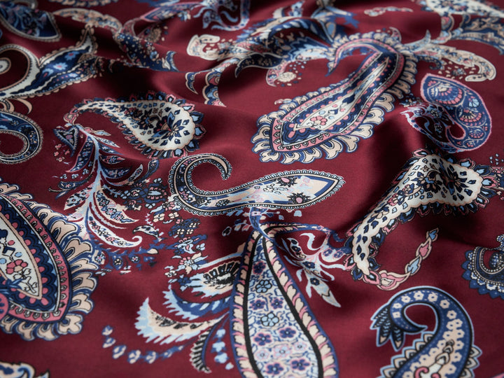 Charmeuse satin fabric by the yard -  Regal  paisley print