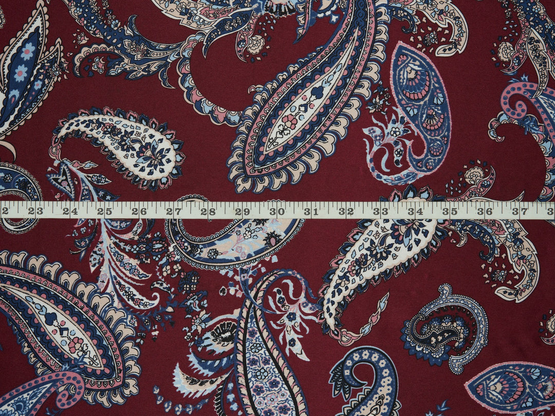 Charmeuse satin fabric by the yard -  Regal  paisley print