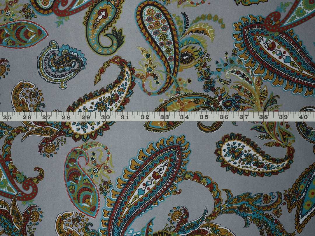 Charmeuse satin fabric by the yard -  Regal  paisley print