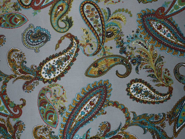 Charmeuse satin fabric by the yard -  Regal  paisley print