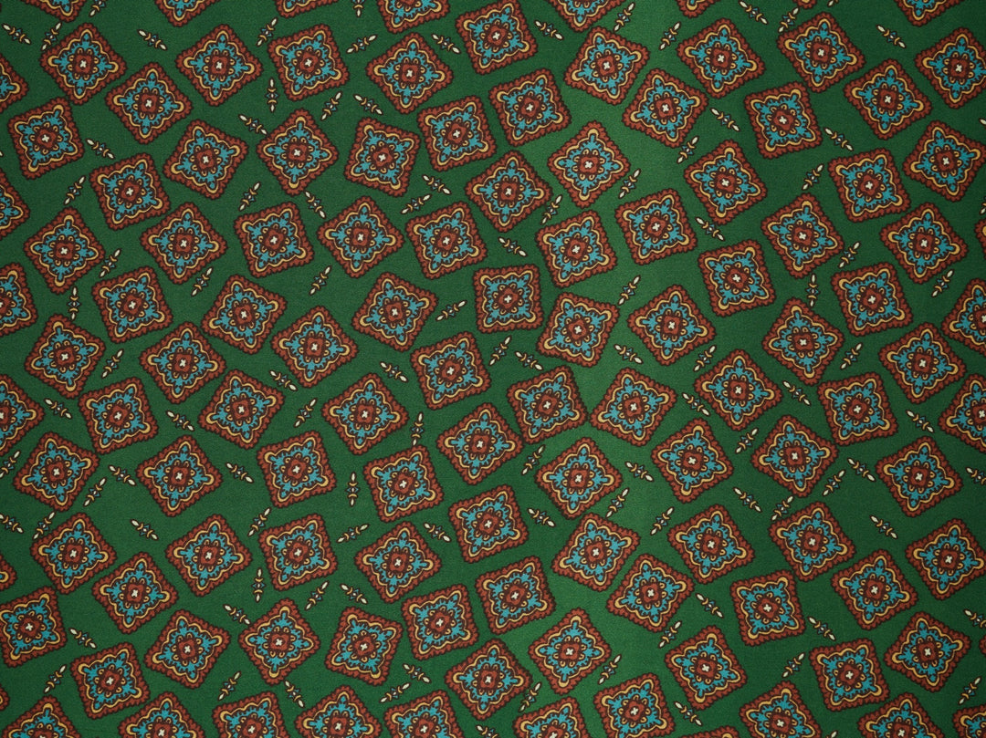 Charmeuse satin fabric by the yard -  Square motifs  print