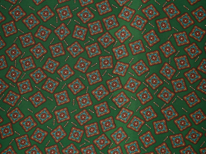 Charmeuse satin fabric by the yard -  Square motifs  print