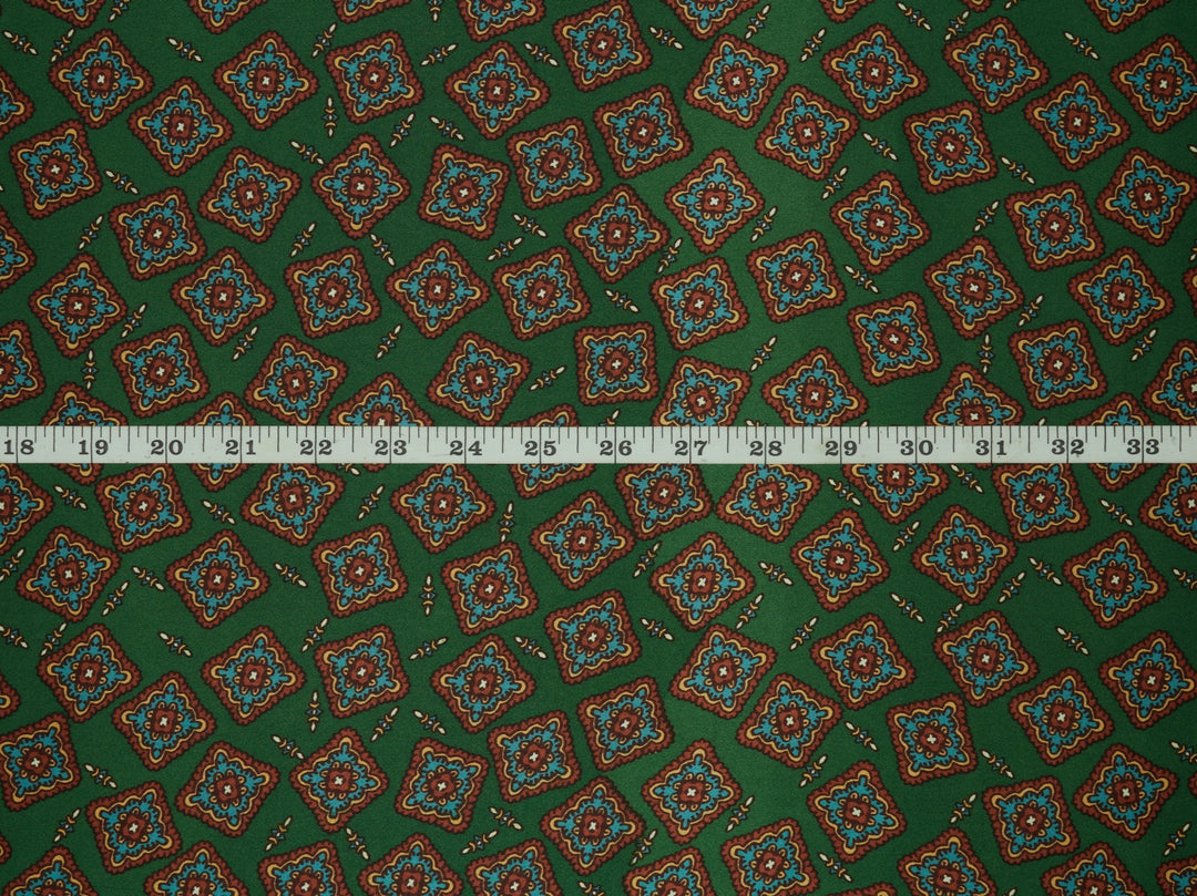 Charmeuse satin fabric by the yard -  Square motifs  print