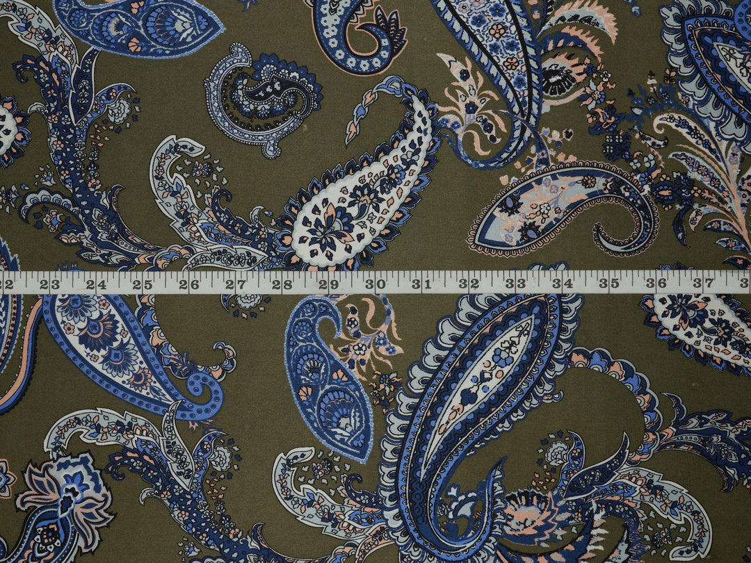 Charmeuse satin fabric by the yard -  Regal  paisley print