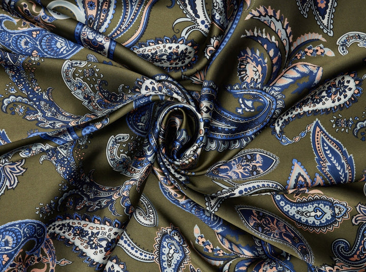 Charmeuse satin fabric by the yard -  Regal  paisley print