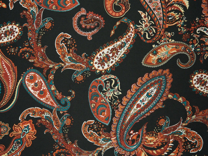 Charmeuse satin fabric by the yard -  Regal  paisley print