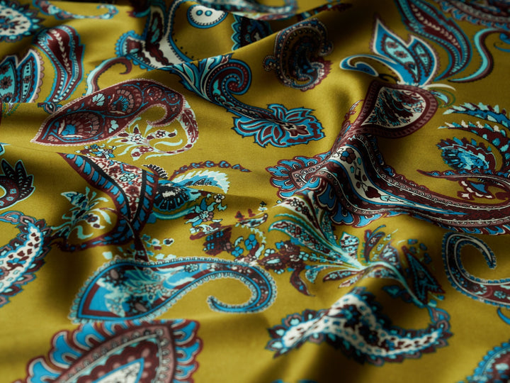 Charmeuse satin fabric by the yard -  Regal  paisley print