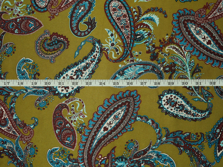 Charmeuse satin fabric by the yard -  Regal  paisley print