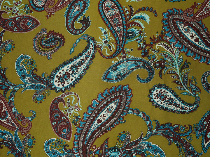 Charmeuse satin fabric by the yard -  Regal  paisley print