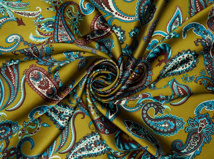 Charmeuse satin fabric by the yard -  Regal  paisley print