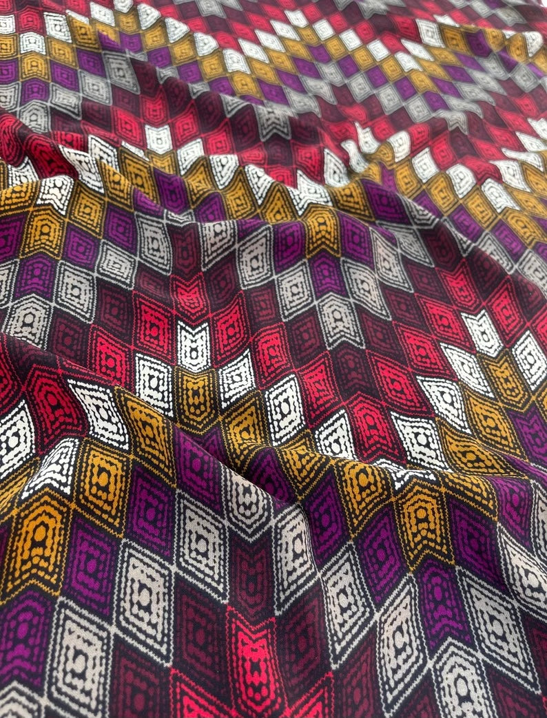 Woolpeach  fabric by the yard - red and yellow tribal aztec