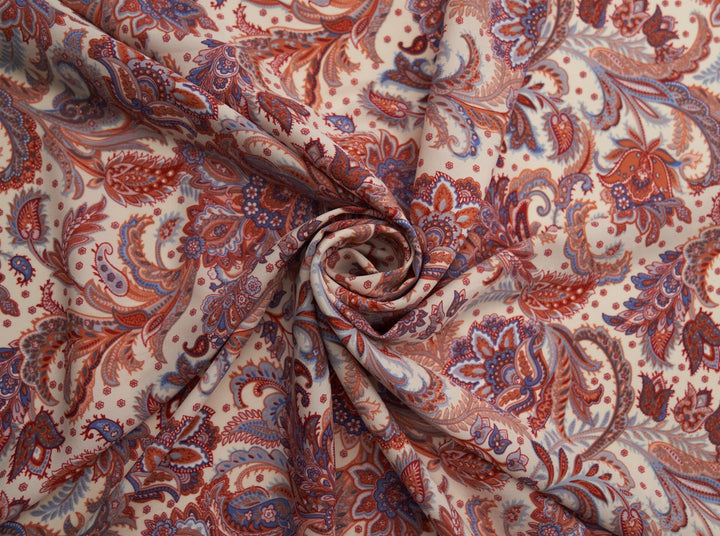 Woolpeach Paisley fabric by the yard - Red white and blue