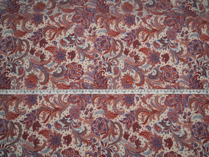 Woolpeach Paisley fabric by the yard - Red white and blue