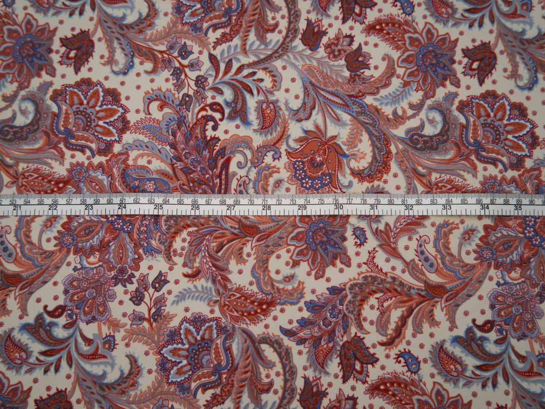 Woolpeach Paisley fabric by the yard - Red white and blue