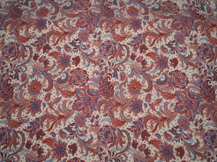 Woolpeach Paisley fabric by the yard - Red white and blue