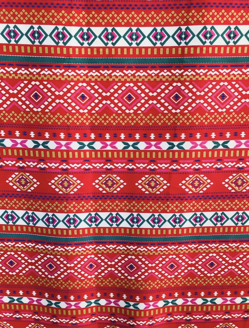 Peachskin  fabric by the yard -red/orange tribal aztec