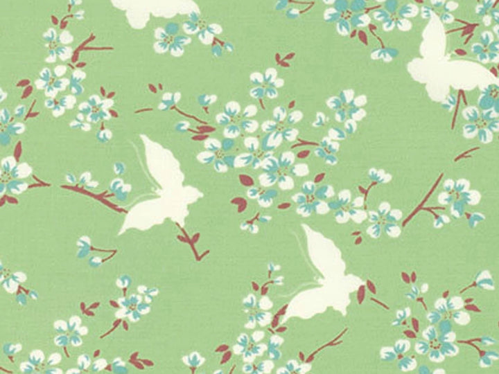 Cotton Quilting Fabric by the yard - Tanya Whelan - Chloe - Butterfly Green