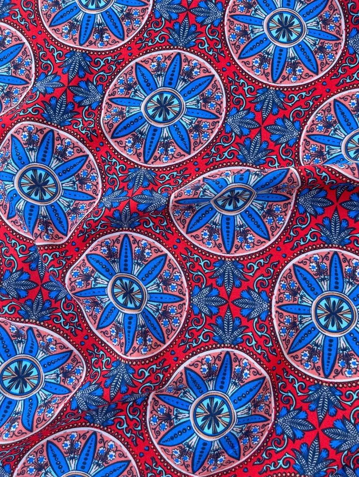 Woolpeach  fabric by the yard - Blue and red motifs