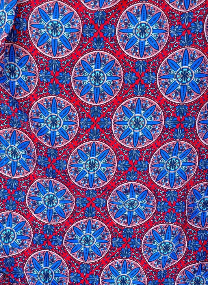 Woolpeach  fabric by the yard - Blue and red motifs