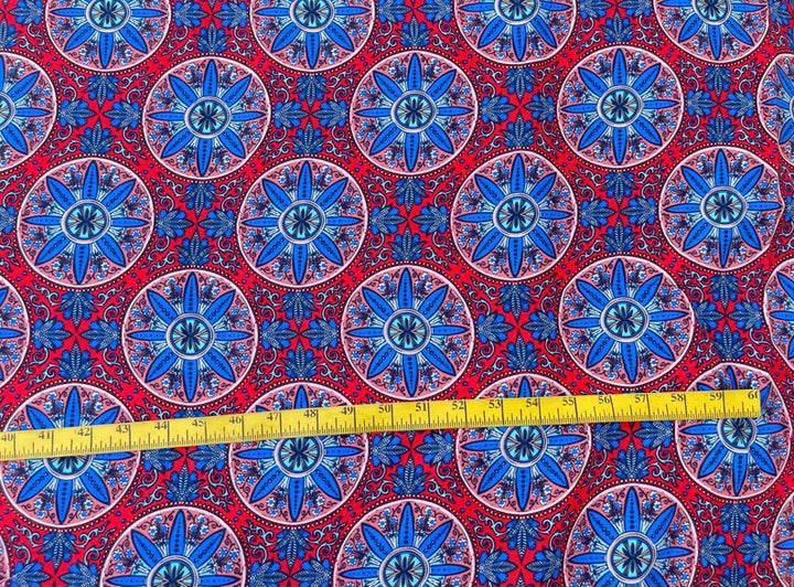 Woolpeach  fabric by the yard - Blue and red motifs