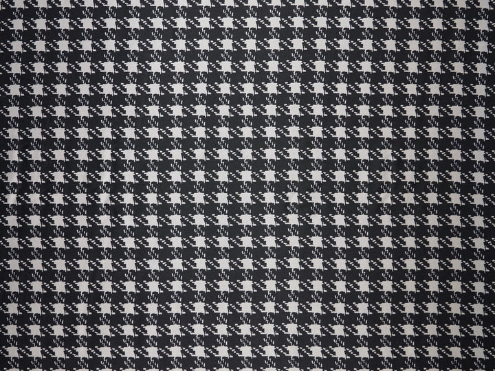 Charmeuse Satin fabric by the yard - Black gray hounds tooth