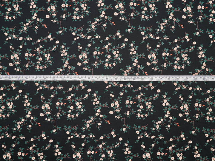 Woolpeach Floral fabric by the yard - black and tan flowers