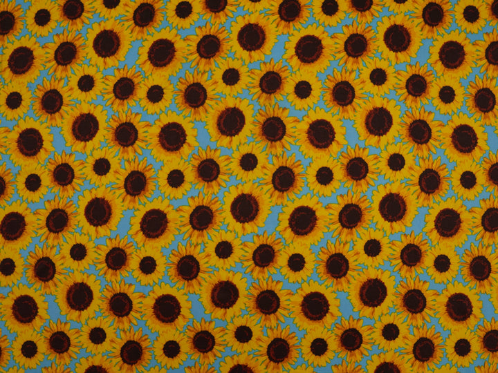 Woolpeach Floral fabric by the yard - Teal yellow sunflowers