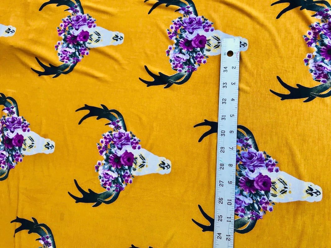 ITY Fabric by the yard - Boho Western Skull ITY knit