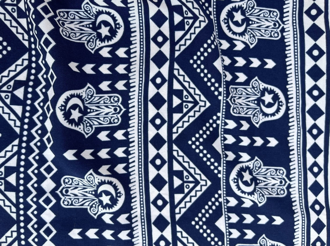 Woolpeach  fabric by the yard - Navy tribal palmistry print