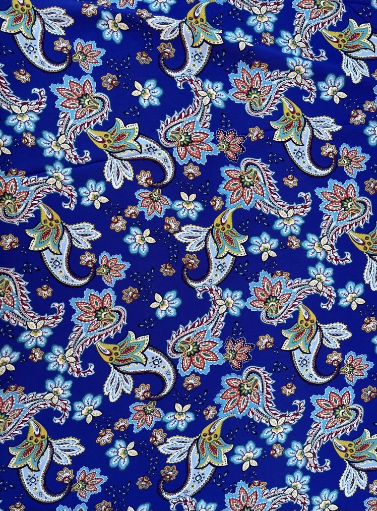 Wooldobby  fabric by the yard - Royal blue teal yellow paisley