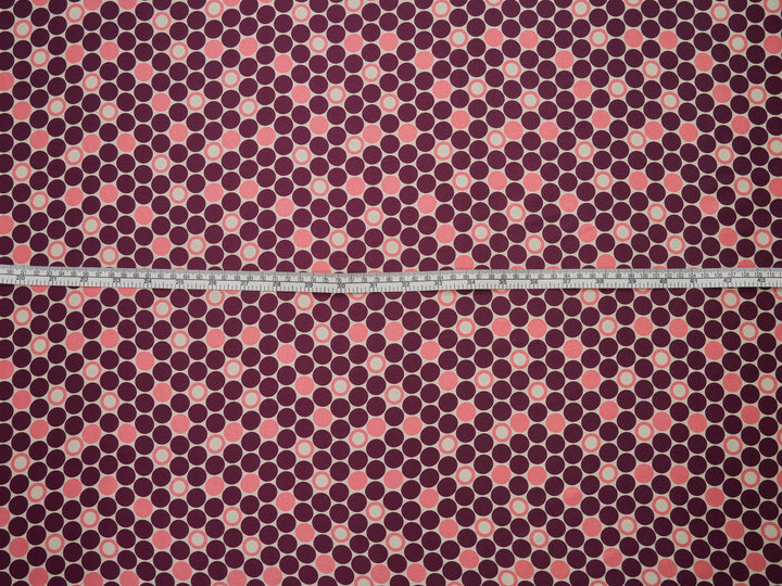 Charmeuse Satin fabric by the yard - Plum and pink polka dots