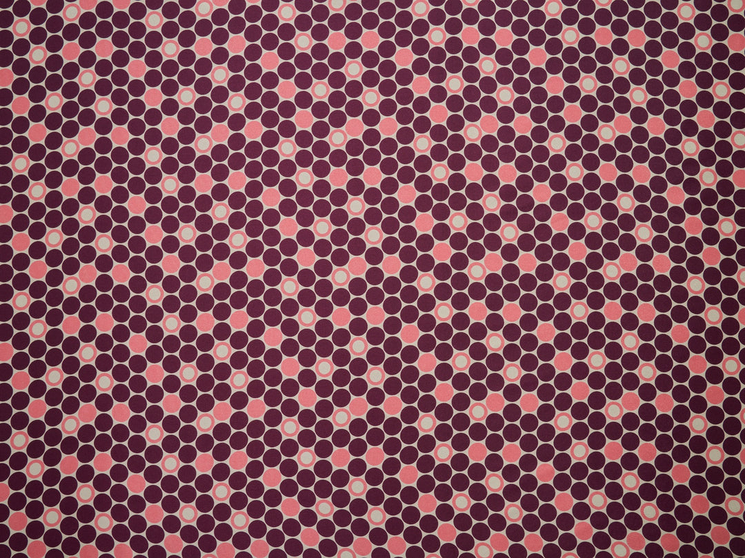 Charmeuse Satin fabric by the yard - Plum and pink polka dots