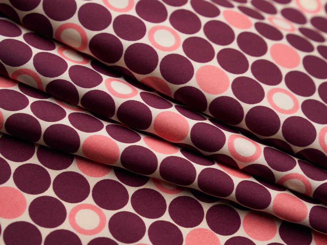 Plum and pink polka dots print fabric