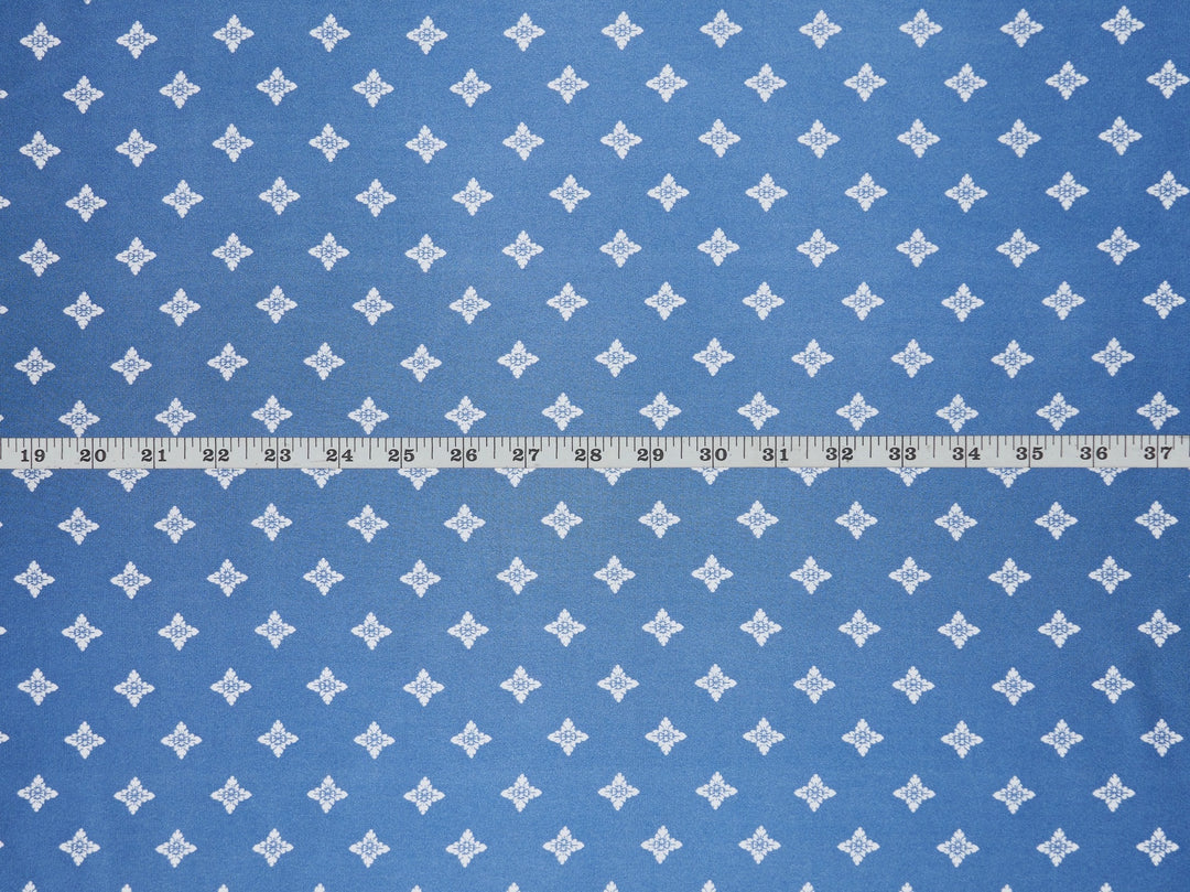 Charmeuse satin fabric by the yard - Blue and white diamond print