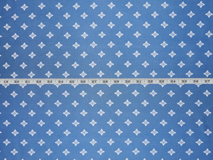 Charmeuse satin fabric by the yard - Blue and white diamond print